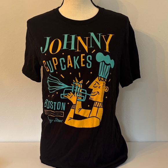 Johnny Cupcakes Black Tee with Colorful Graphic - Picture 1 of 3